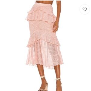 NWOT Song of Style Ada midi skirt in pink size small